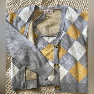 Cropped sweater and cardigan set